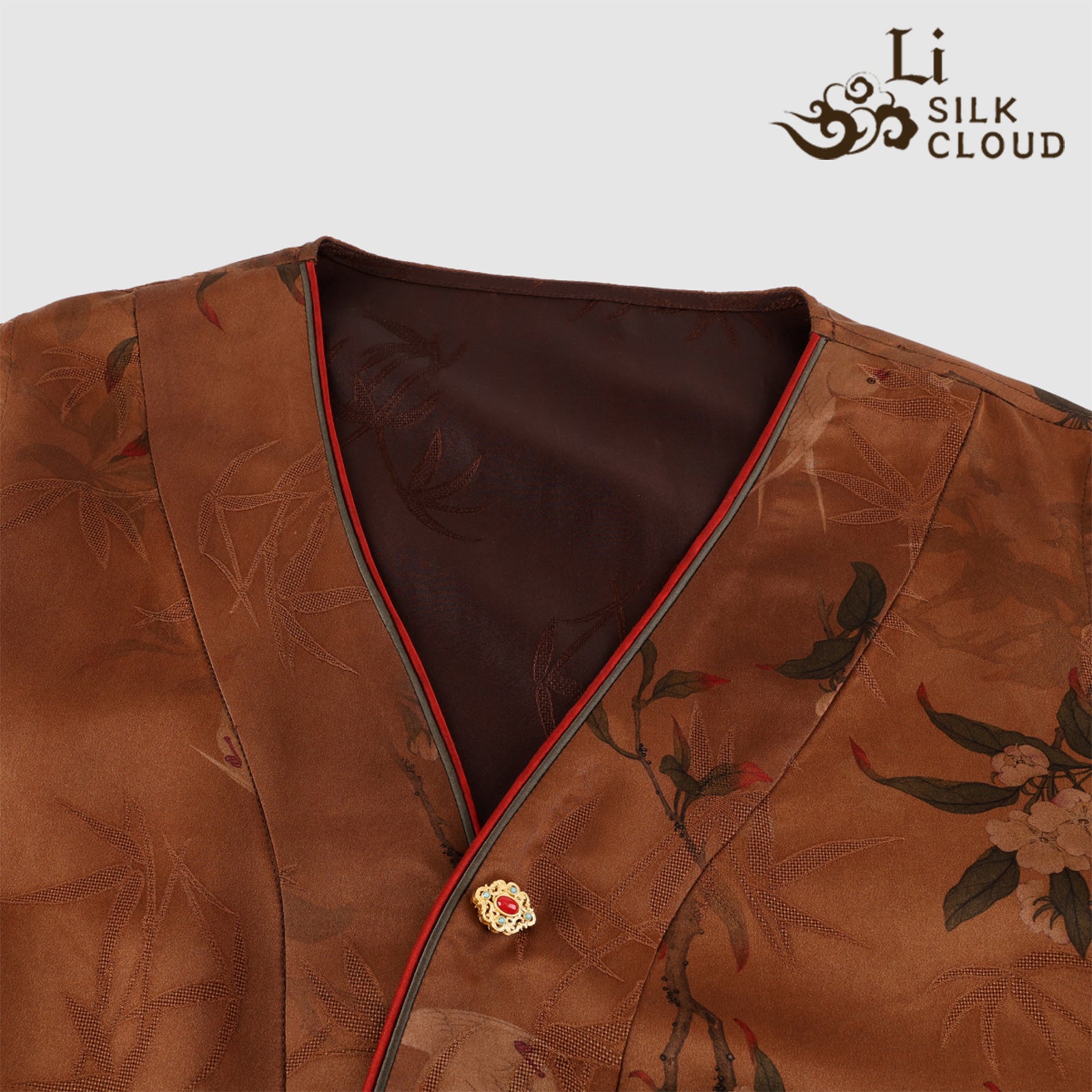 Flower and bird embroidered Xiangyunsha long skirt . Cool and breathable Commuting and vacationing   GuangdongBlack Pearl Gambiered Guangdong Gauze xiangyunsha