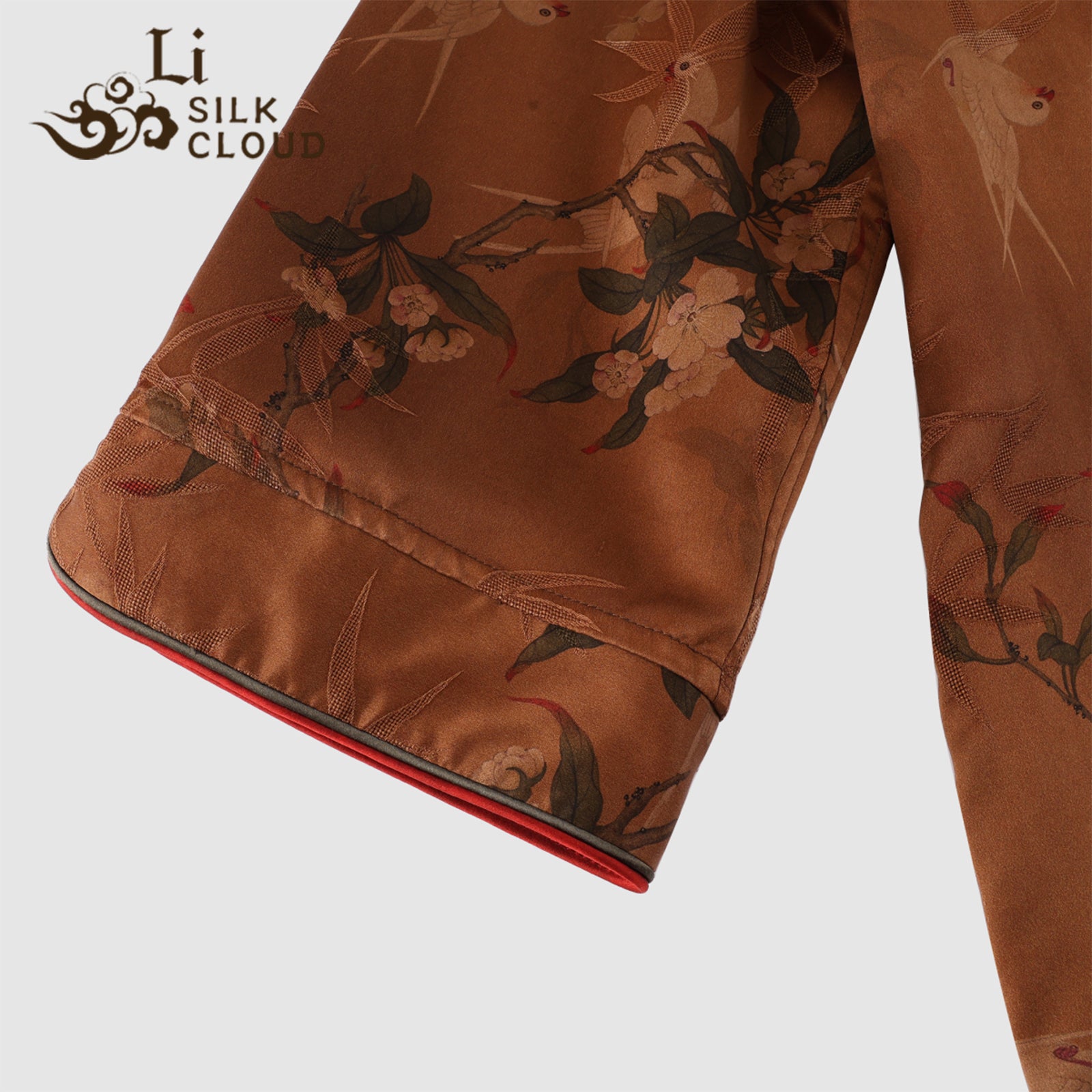 Flower and bird embroidered Xiangyunsha long skirt . Cool and breathable Commuting and vacationing   GuangdongBlack Pearl Gambiered Guangdong Gauze xiangyunsha