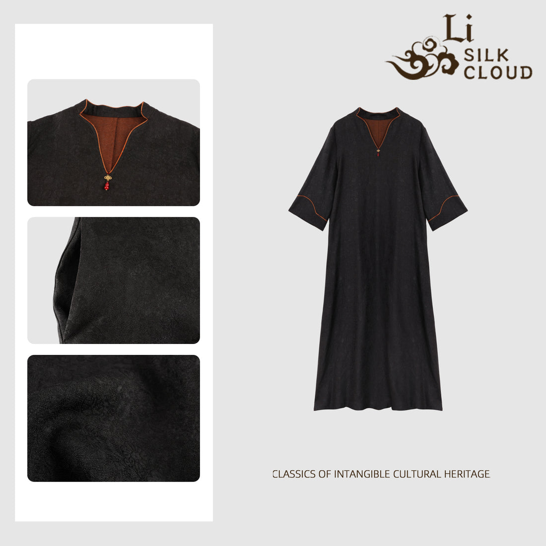 Mature-style dress · slightly revealing the collarbone and decorate the neck   Guangdong Black Pearl GambieredGuangdong Gauze xiangyunsha