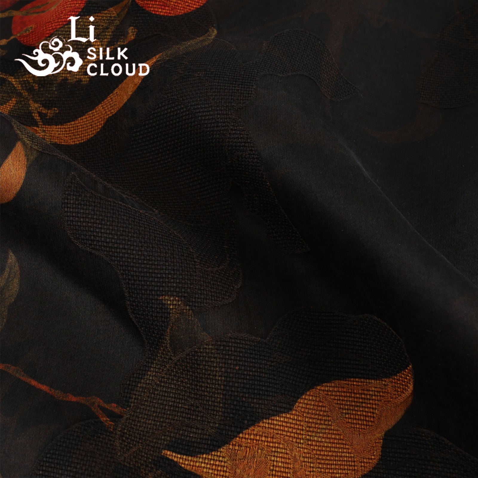 SlLK Wrap Dress Xiangyunsha | ink-Wash Print | Accent KnotButtons | Effortlessly Slim Guangdong Black Pearl GambieredGuangdong Gauze xiangyunsha