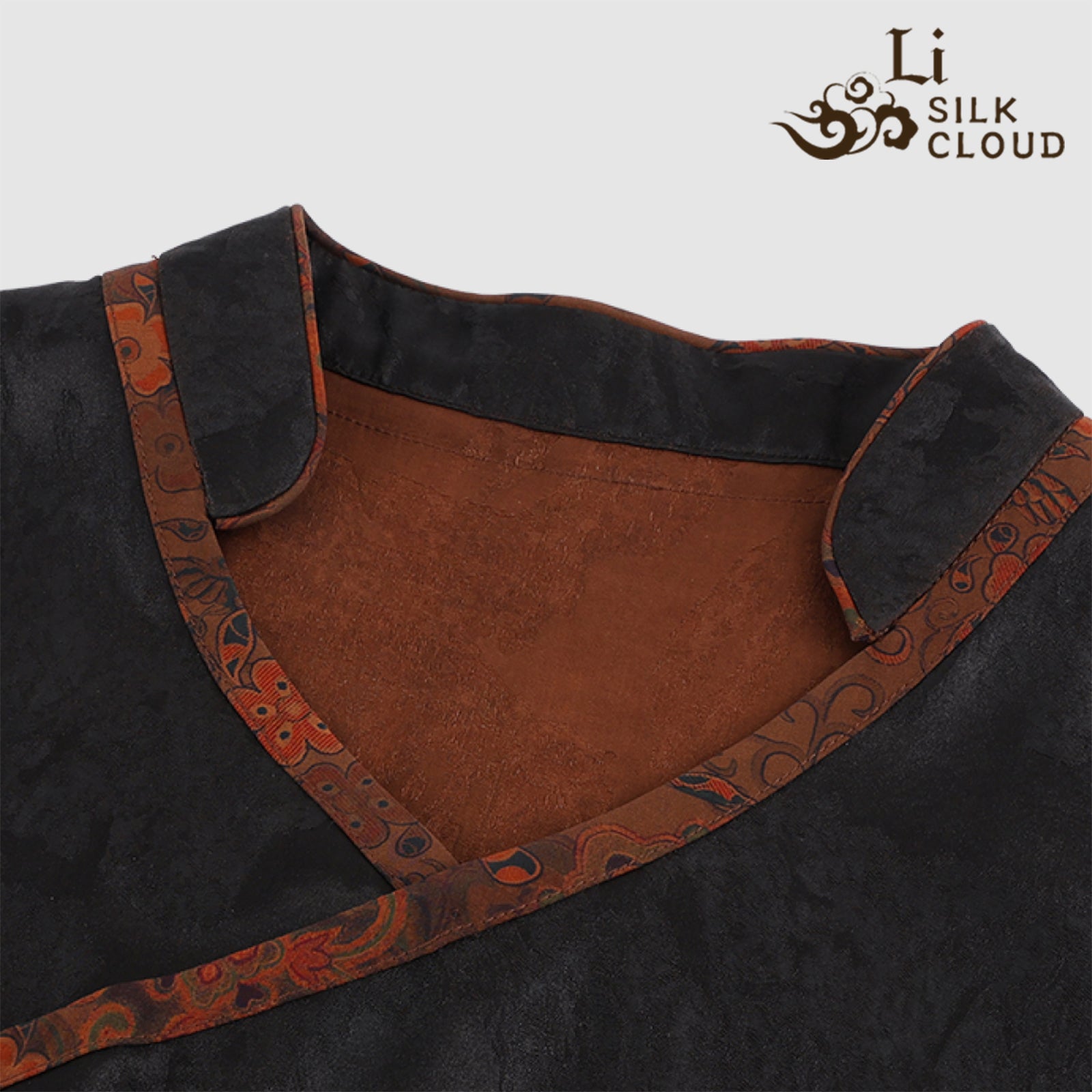 Xiangyunsha Retro Top . handmade buttonhole Soft and breathable   Guangdong Black Pearl Gambiered GuangdongGauze xiangyunsha