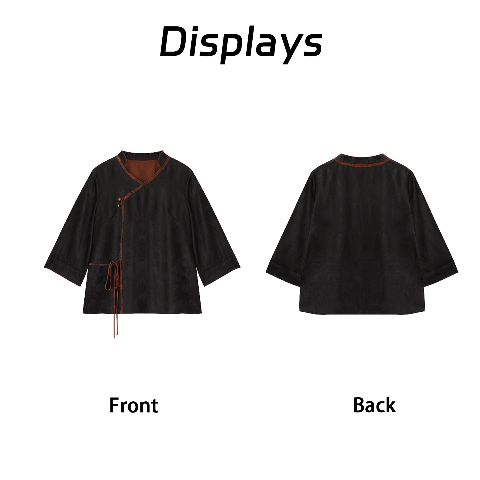 Xiangyunsha Retro Top . handmade buttonhole Soft and breathable   Guangdong Black Pearl Gambiered GuangdongGauze xiangyunsha