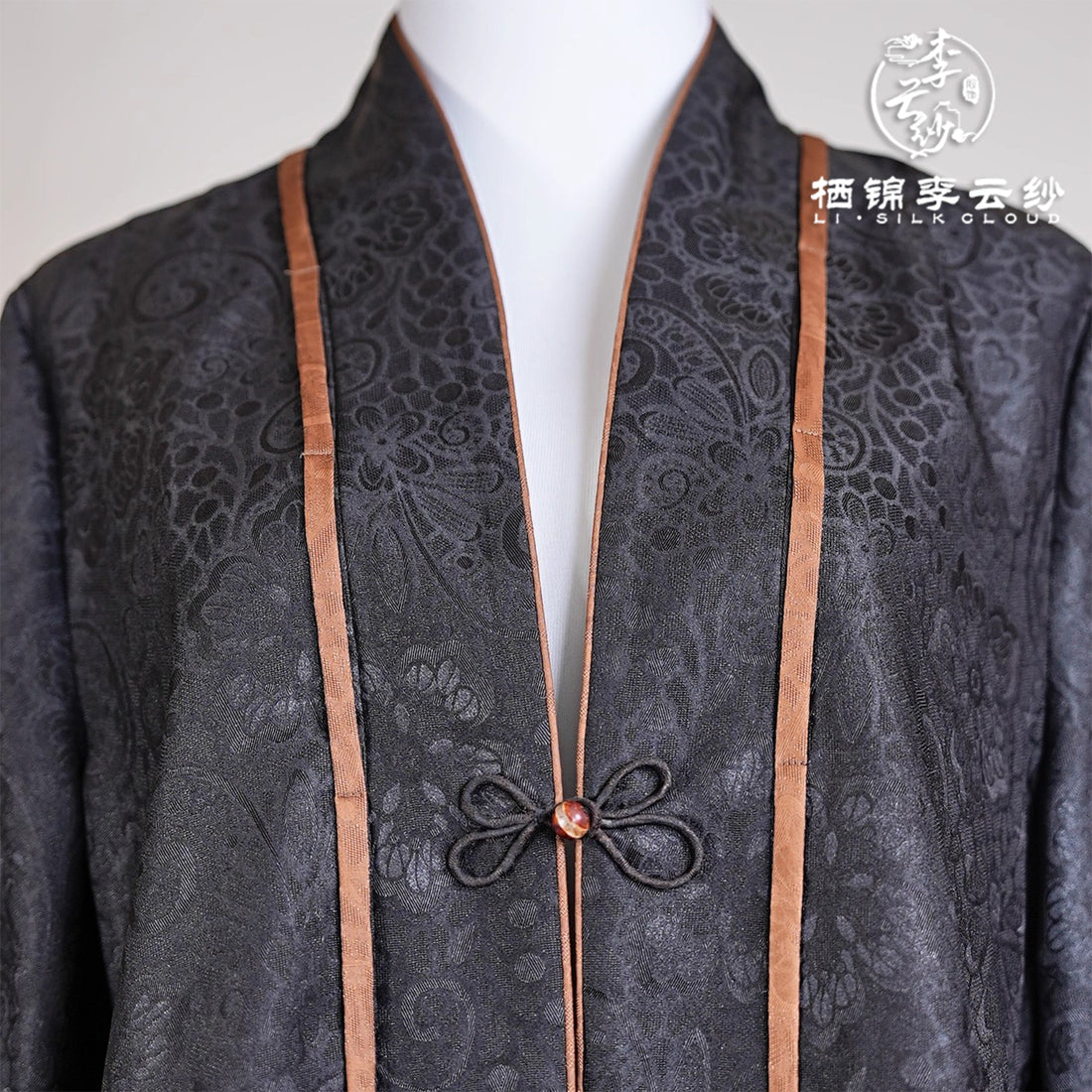 New Chinese-style Xiangyunsha jacket simple and exquisite  Guangdong Black Pearl Gambiered Guangdong Gauze xiangyunsha