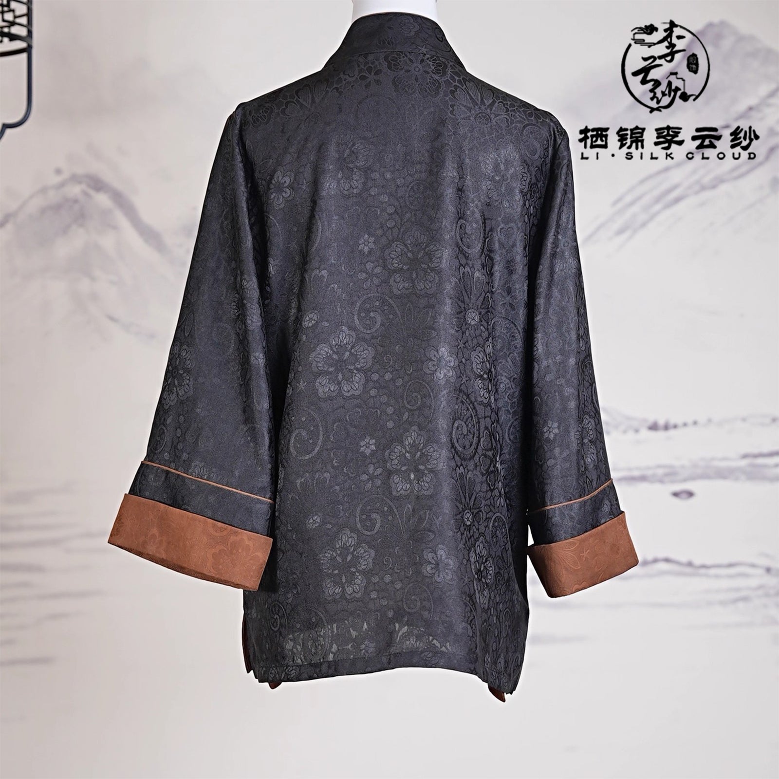 New Chinese-style Xiangyunsha jacket simple and exquisite  Guangdong Black Pearl Gambiered Guangdong Gauze xiangyunsha