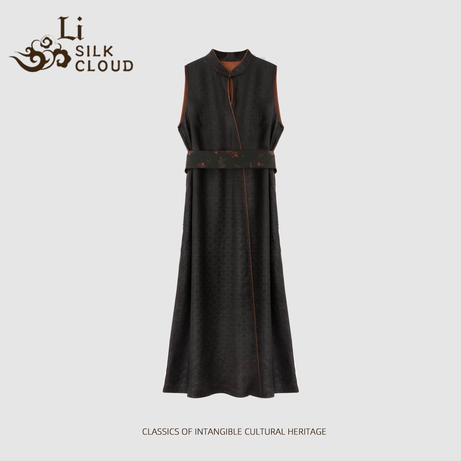 Xiangyunsha Chinese dress WIDE BELT = INSTANT SLIMGuangdong Black Pearl Gambiered Guangdong Gauzexiangyunsha