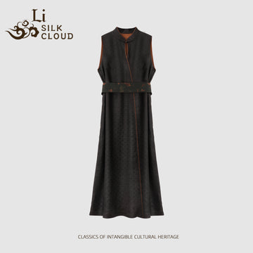 Xiangyunsha Chinese dress WIDE BELT = INSTANT SLIMGuangdong Black Pearl Gambiered Guangdong Gauzexiangyunsha