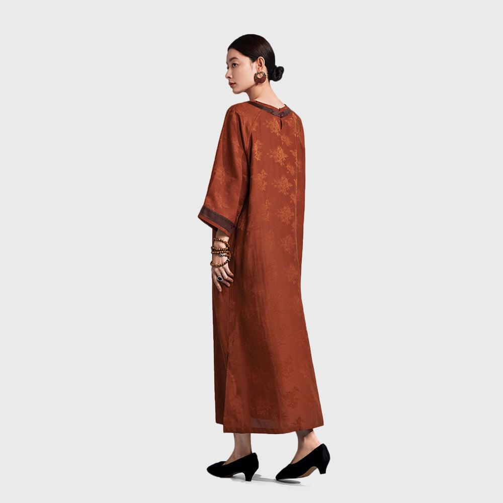 Xiangyunsha Silk Dress | Detachable Belt = 2Styles | Sweat-Free Draped Luxury Guangdong Black PearlGambiered Guangdong Gauze xiangyunsha