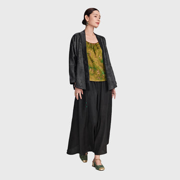 Xiangyunsha Silk Coat | Hand-Stitched Florals |Suitable forboth air-conditioned rooms and outdoors Elegant and notsweaty Guangdong Black Pearl Gambiered GuangdongGauze xiangyunsha