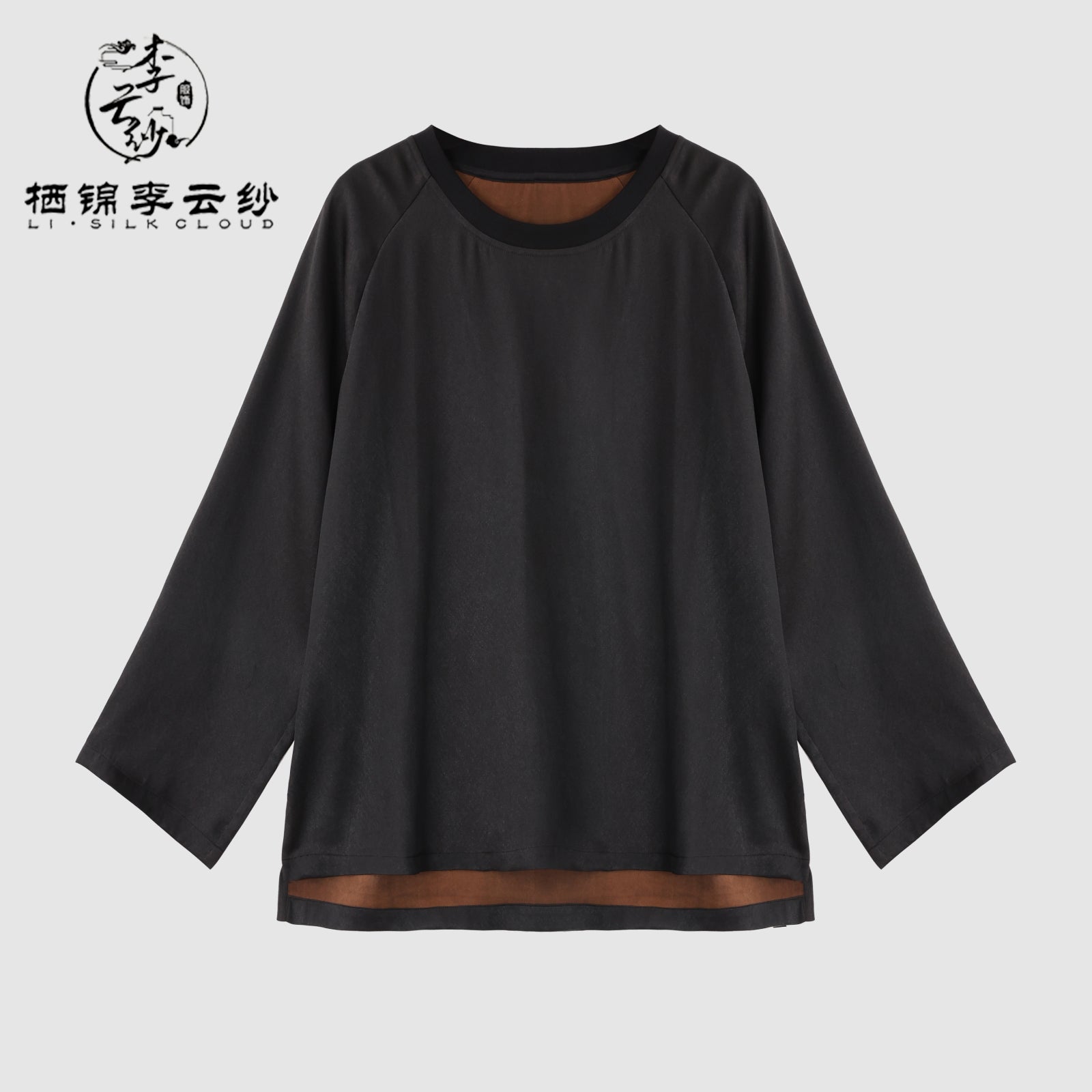 Xiangyunsha Chinese Style Long Sleeve Top - UniqueTexture, Luxury Versatile Guangdong Black Pearl GambieredGuangdong Gauze xiangyunsha