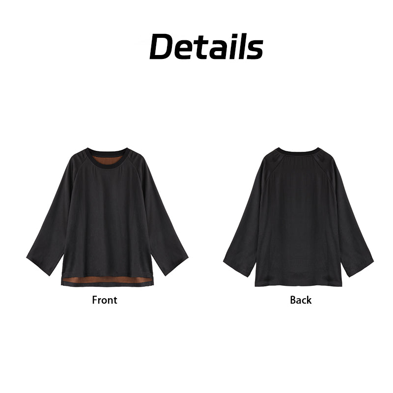 Xiangyunsha Chinese Style Long Sleeve Top - UniqueTexture, Luxury Versatile Guangdong Black Pearl GambieredGuangdong Gauze xiangyunsha