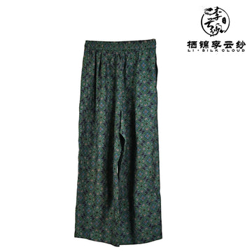 Trendy Oriental Embroidered Pants - Artistic Color Contrast Breezy & Versatile Guangdong Black Pearl Gambiered Guangdong Gauze xiangyunsha