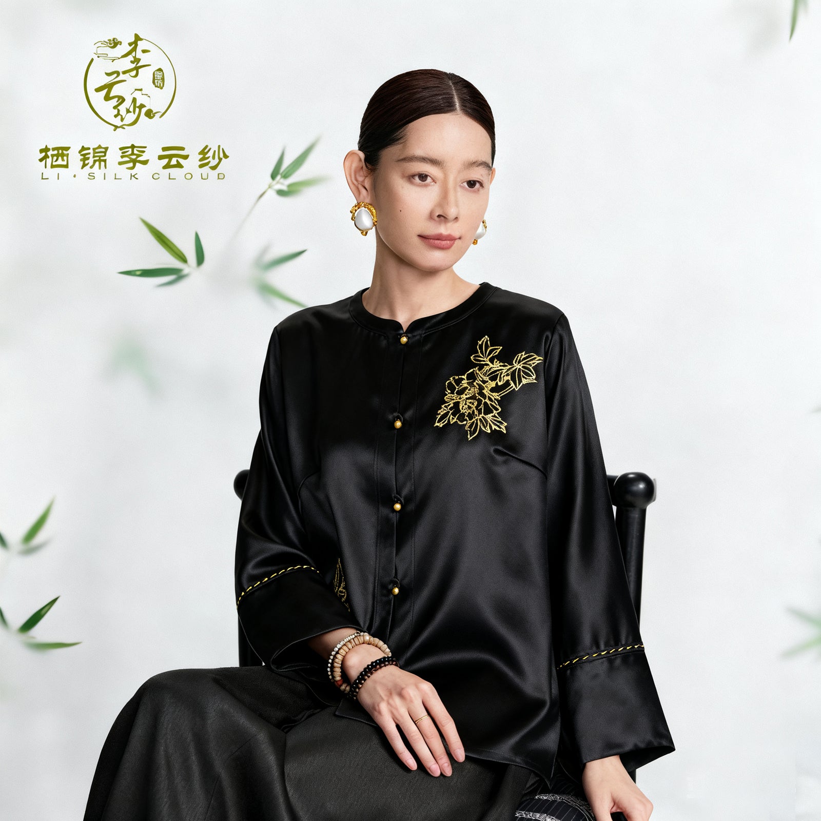 Guangdong Black Pearl Gambiered Guangdong Gauze xiangyunsha Top, Neat Cutting, Easy-Care, Fits Autumn Temperature Swings, Dual-Use for Leisure & Work