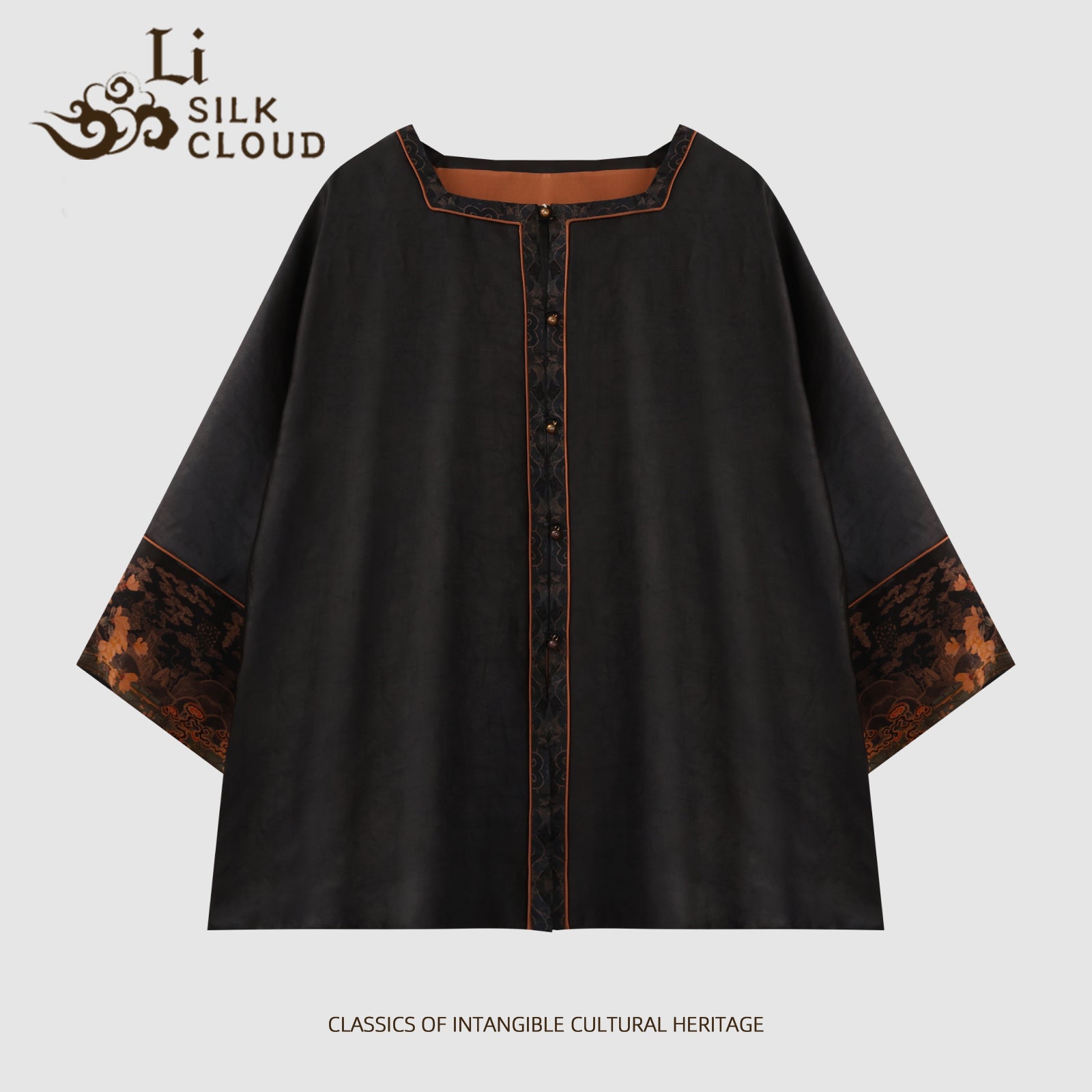 Guangdong Black Pearl Gambiered Guangdong Gauze xiangyunsha  Top, Natural Tuberose Dye, Ancient Sun-Drying Craft, Windproof & Breathable, Fits Day-Night Temperature Swings