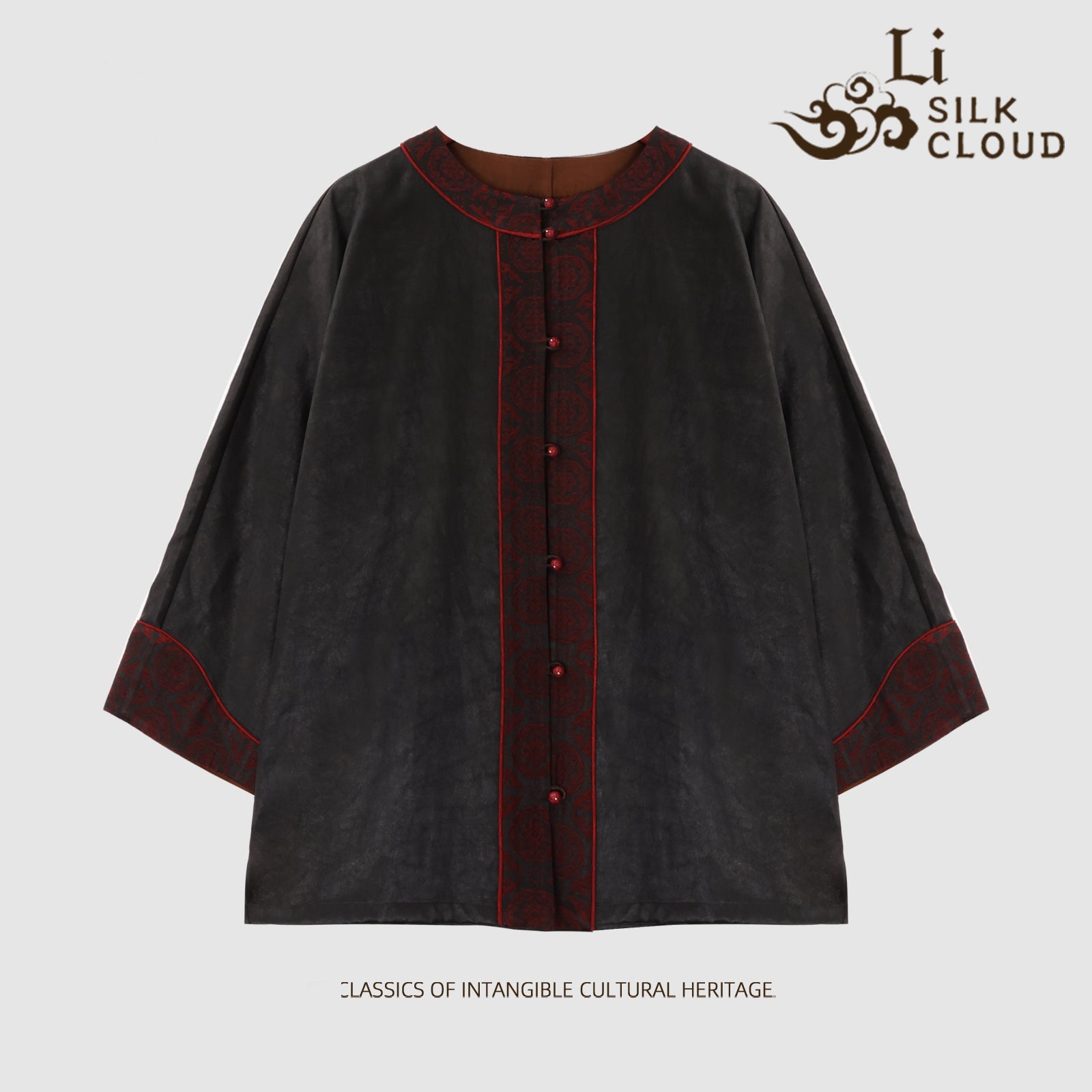 Coat, Plant-Dyed Eco-Fabric, Lightweight & Non-Stuffy, Suitable for Autumn Temperature Swings Guangdong Black Pearl Gambiered Guangdong Gauze xiangyunsha