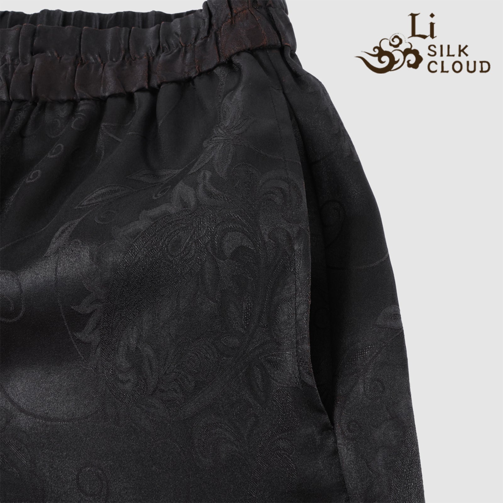 Chinese-style Xiangyunsha retro casual side slit trousers  Guangdong Black Pearl Gambiered Guangdong Gauze xiangyunsha
