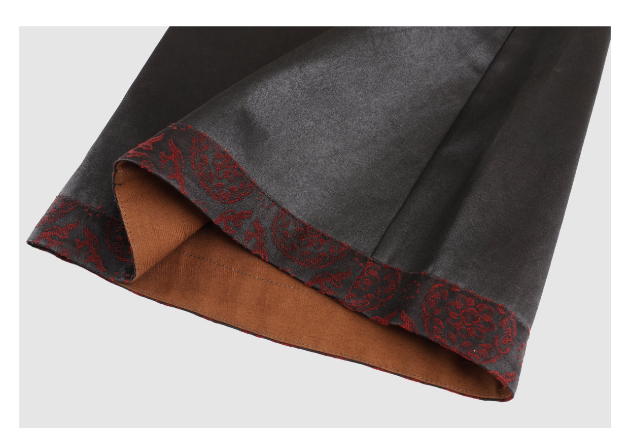 Xiangyunsha Silk Pants Side zipper Vintage Hand Embroidery Hidden pockets Guangdong Black Pearl Gambiered Guangdong Gauze xiangyunsha