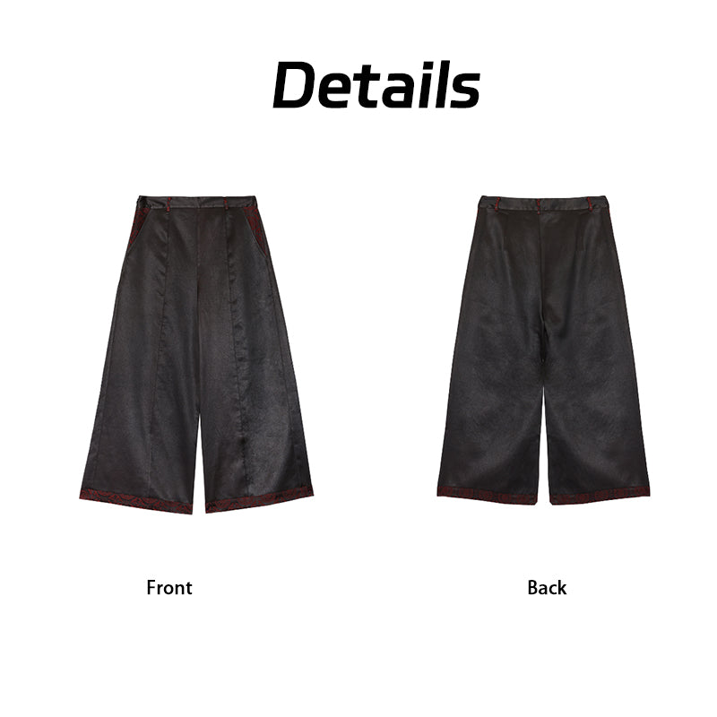 Xiangyunsha Silk Pants Side zipper Vintage Hand Embroidery Hidden pockets Guangdong Black Pearl Gambiered Guangdong Gauze xiangyunsha