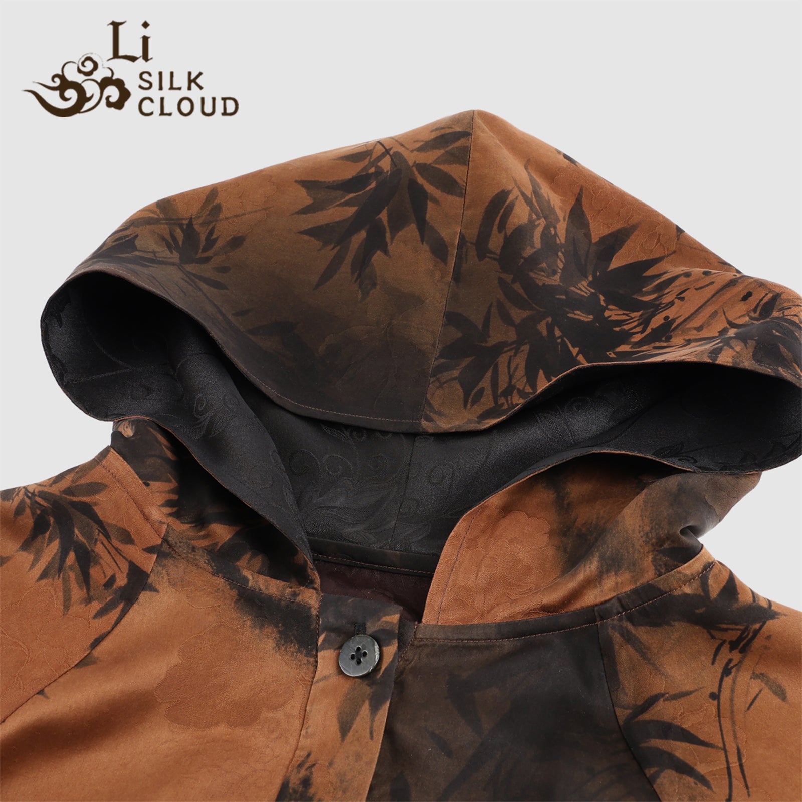 Ink painting hooded jacket UV protection and windproof Suitable for both indoor and outdoor use  Guangdong Black Pearl Gambiered Guangdong Gauze xiangyunsha
