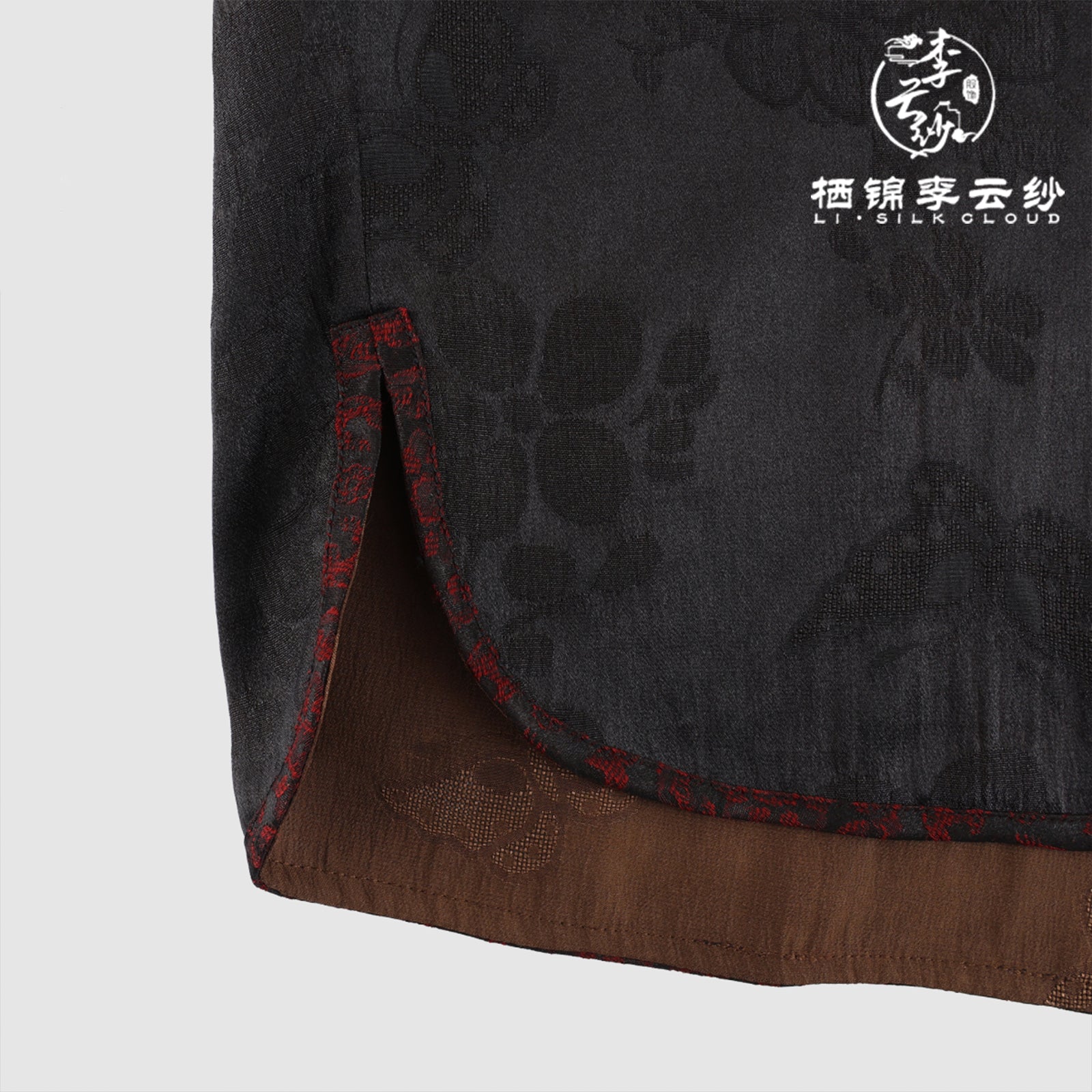 Xiangyunsha Chinese-style top · Handmade rope knotembellishment . Luxury Series  Guangdong Black Pearl Gambiered Guangdong Gauze xiangyunsha