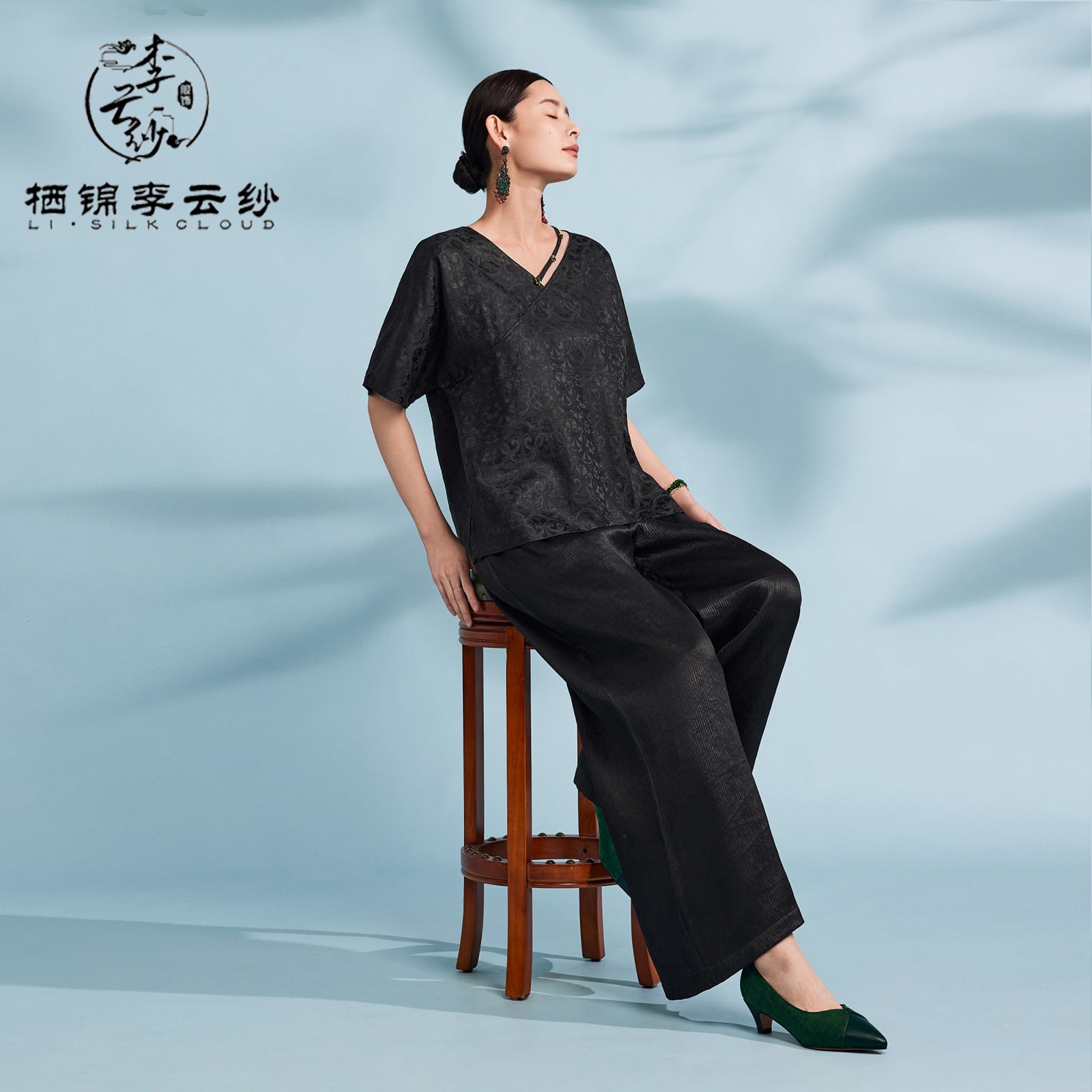Pants - Soft Skin-Friendly Fabric, Elegant Oriental Trousers Guangdong Black Pearl Gambiered Guangdong Gauze xiangyunsha