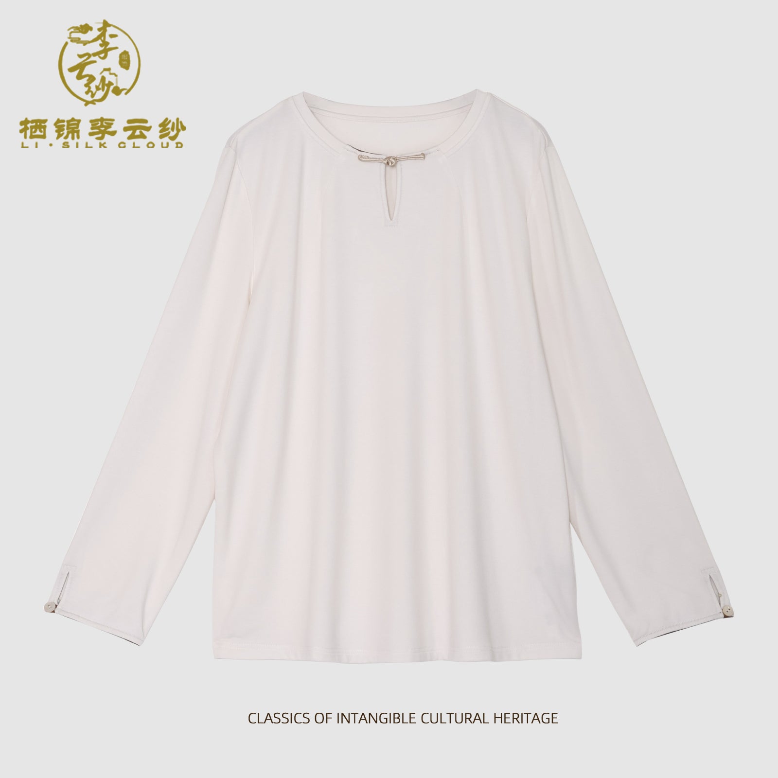 Wool Long Sleeve Top - 100% Pure Wool, Soft Warm Elegant Casual Guangdong Black Pearl Gambiered Guangdong Gauze xiangyunsha
