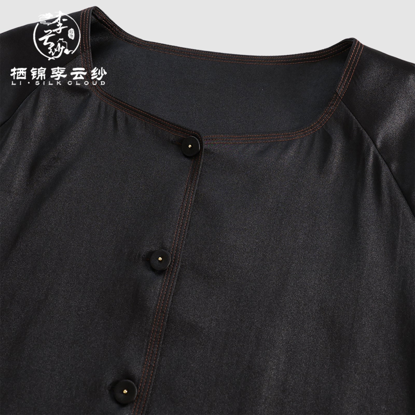 Sleeve Outerwear - Chinese Classic Style,Comfortable Silk Coat Guangdong Black Pearl Gambiered Guangdong Gauze xiangyunsha