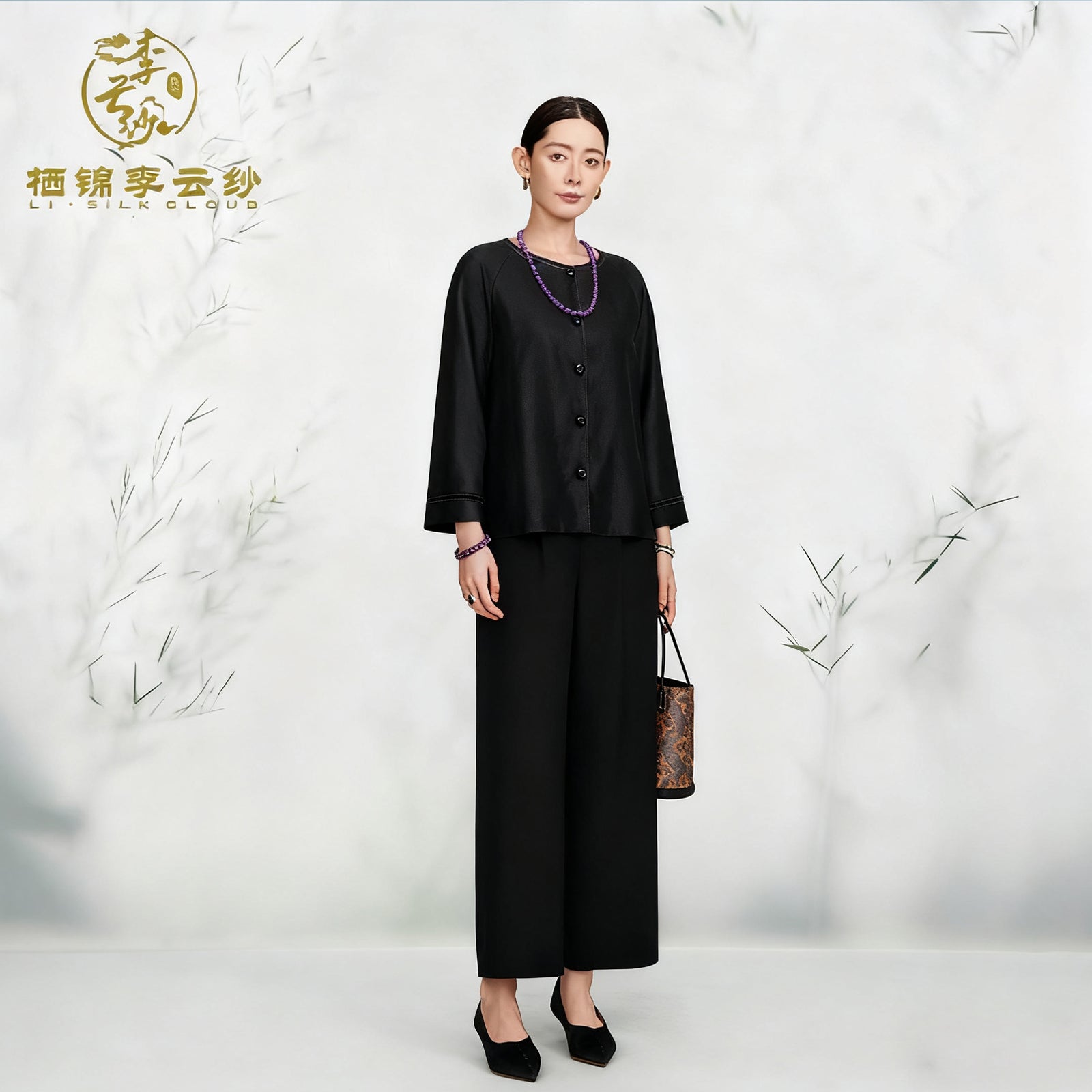 Sleeve Outerwear - Chinese Classic Style,Comfortable Silk Coat Guangdong Black Pearl Gambiered Guangdong Gauze xiangyunsha