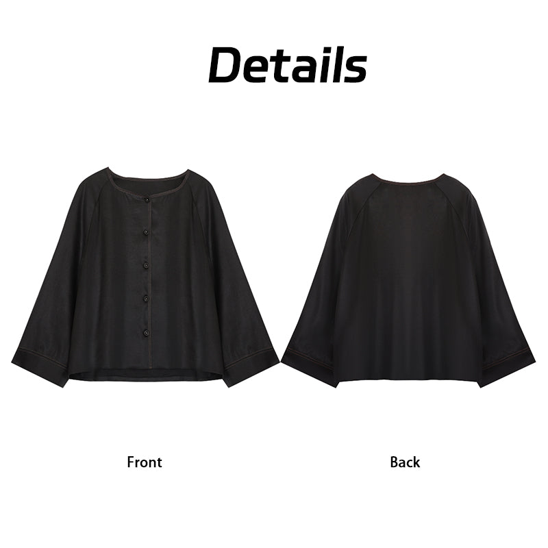 Sleeve Outerwear - Chinese Classic Style,Comfortable Silk Coat Guangdong Black Pearl Gambiered Guangdong Gauze xiangyunsha