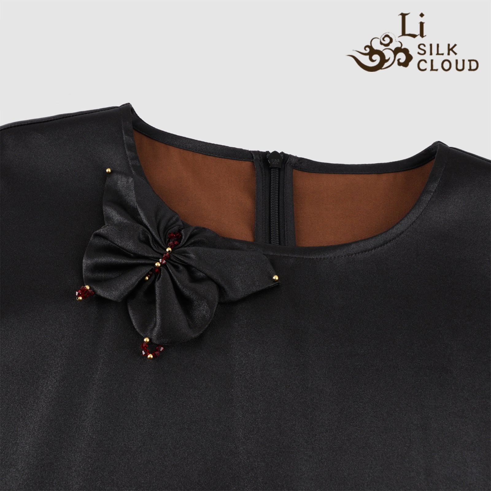 Guangdong Black Pearl Gambiered Guangdong Gauze xiangyunsha Dress, Natural Tuberose Dye, Ancient Sun-Drying Craft, Drapable & Wrinkle-Resistant, Hides Hips & Fat for All Body Types