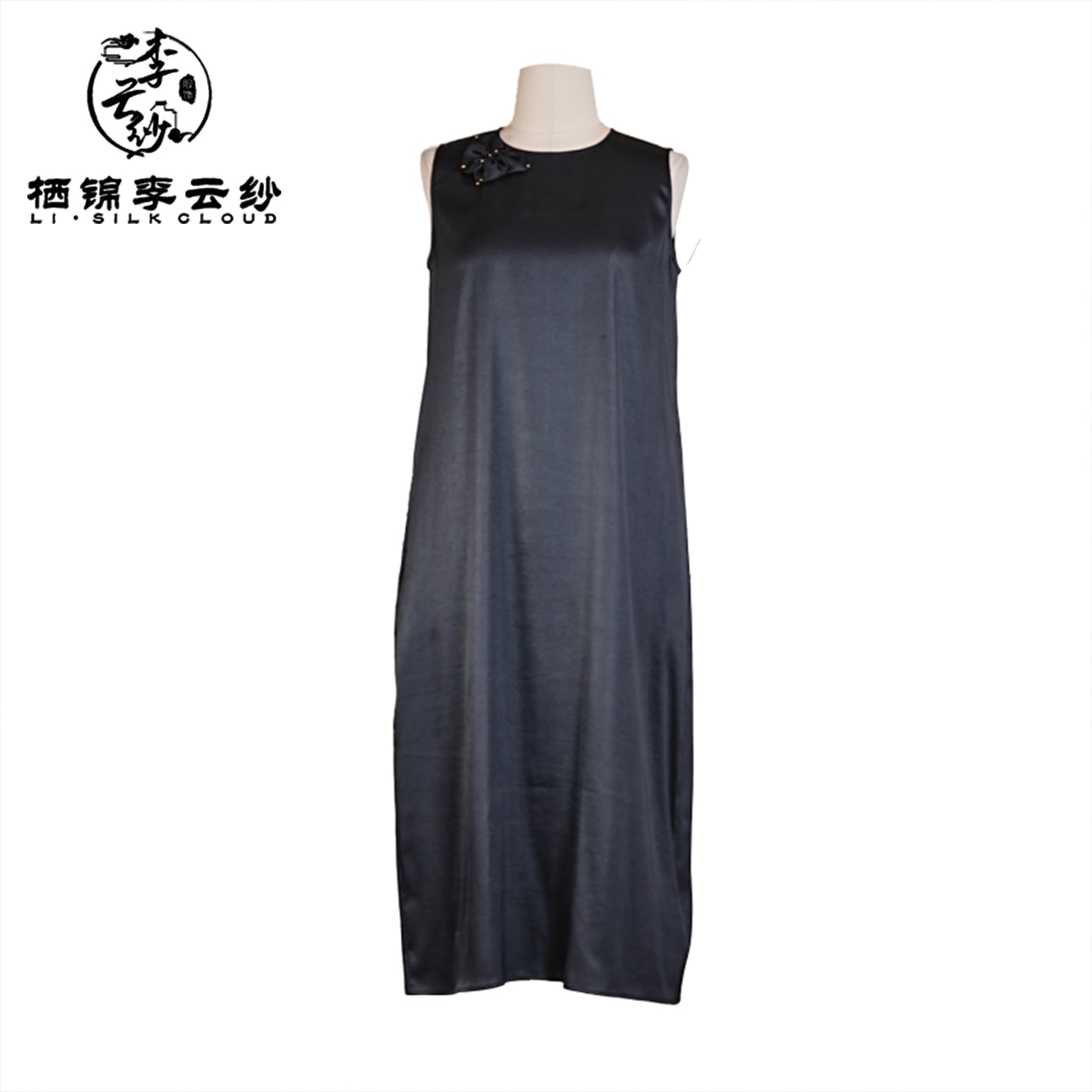 Chinese-style Xiangyunsha dress Removable belt Orientalminimalist design  Guangdong Black Pearl Gambiered Guangdong Gauze xiangyunsha