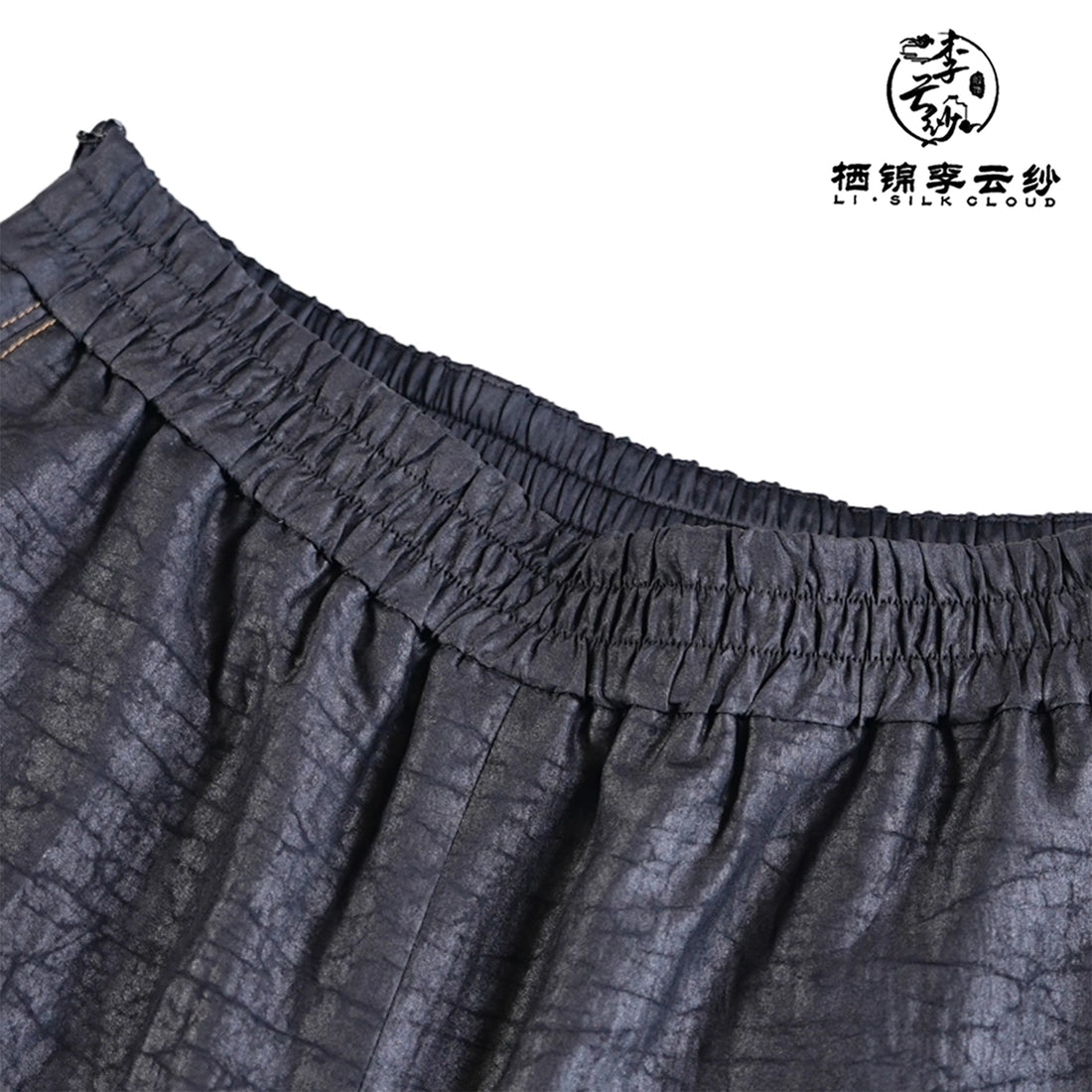 Pants - Skin-Friendly Silk Fabric, Elegant Oriental Long Trousers Guangdong Black Pearl Gambiered Guangdong Gauze xiangyunsha