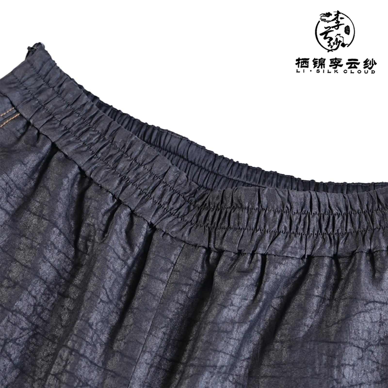 Pants - Skin-Friendly Silk Fabric, Elegant Oriental Long Trousers Guangdong Black Pearl Gambiered Guangdong Gauze xiangyunsha