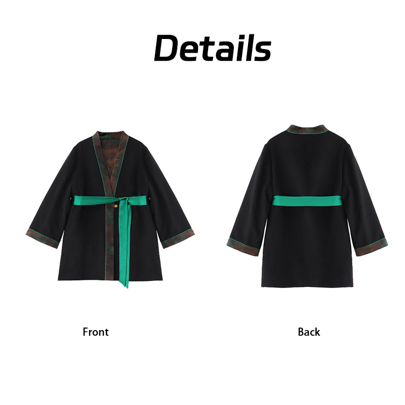 LI SILK CLOUDxiangyunsha Warm Wool Coat - Traditional Oriental Style, Thermal Outerwear for Cold Days Guangdong Black Pearl Gambiered