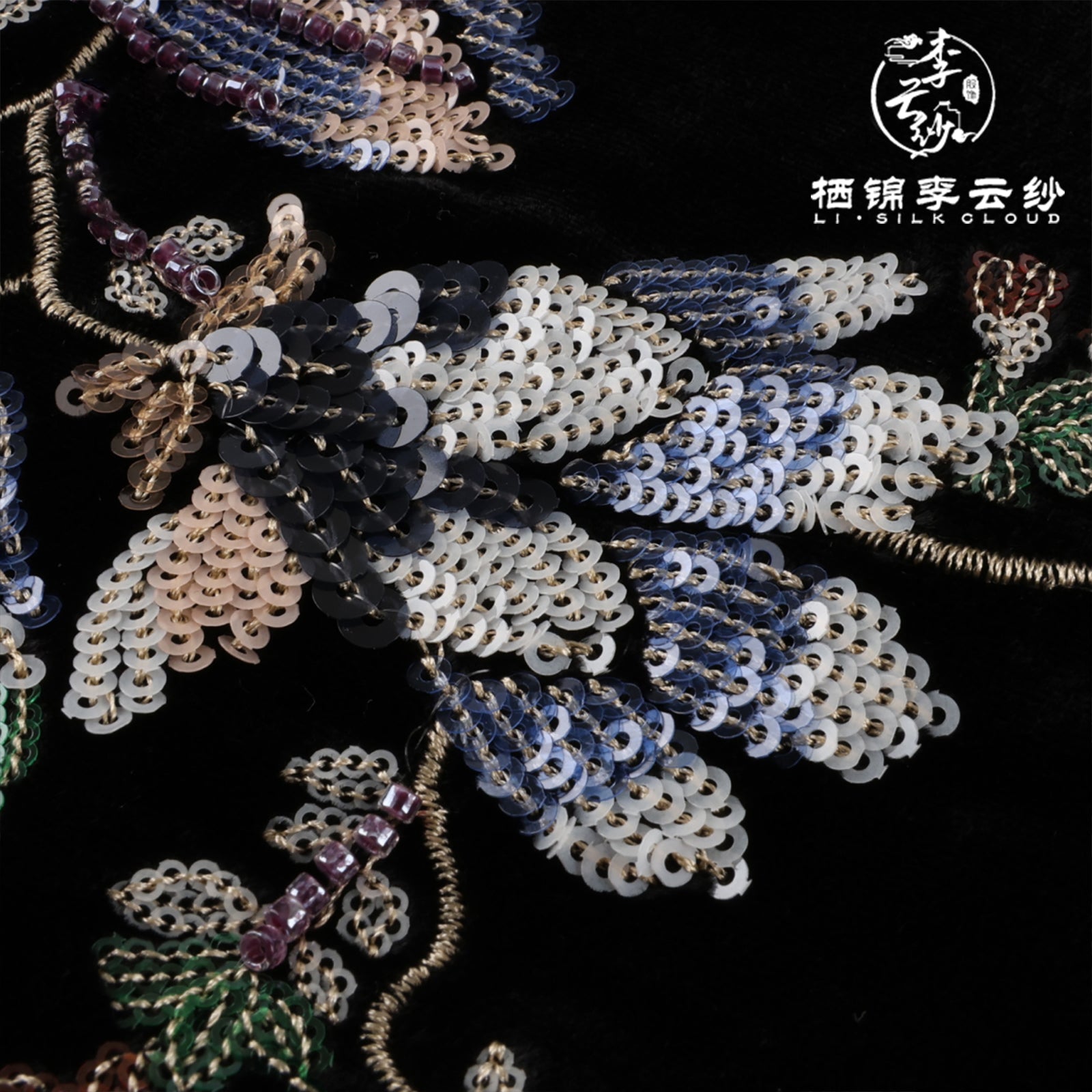 Xiangyunsha waistcoat . Handmade button fastenings · Floraland bird motifs Guangdong Black Pearl Gambiered Guangdong Gauze xiangyunsha