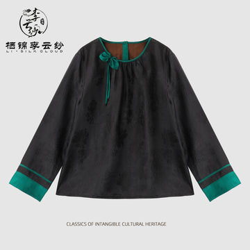 Xiangyunsha Oriental Green Bow TOP hand embroidery Traditional Craft Guangdong Black Pearl Gambiered Guangdong Gauze xiangyunsha