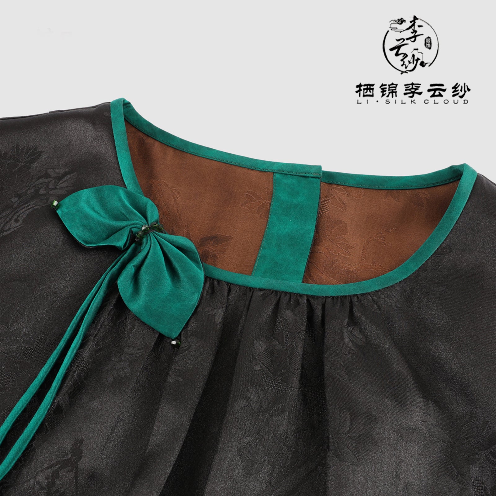 Xiangyunsha Oriental Green Bow TOP hand embroidery Traditional Craft Guangdong Black Pearl Gambiered Guangdong Gauze xiangyunsha