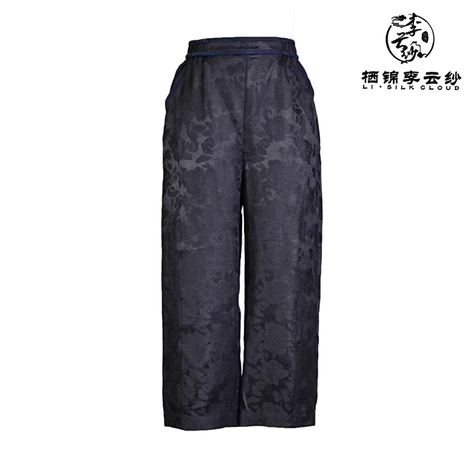 Black classic trousers Xiangyunsha fabric slightly drooping Guangdong Black Pearl Gambiered Guangdong Gauze xiangyunsha