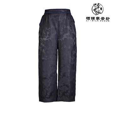 Black classic trousers Xiangyunsha fabric slightly drooping Guangdong Black Pearl Gambiered Guangdong Gauze xiangyunsha