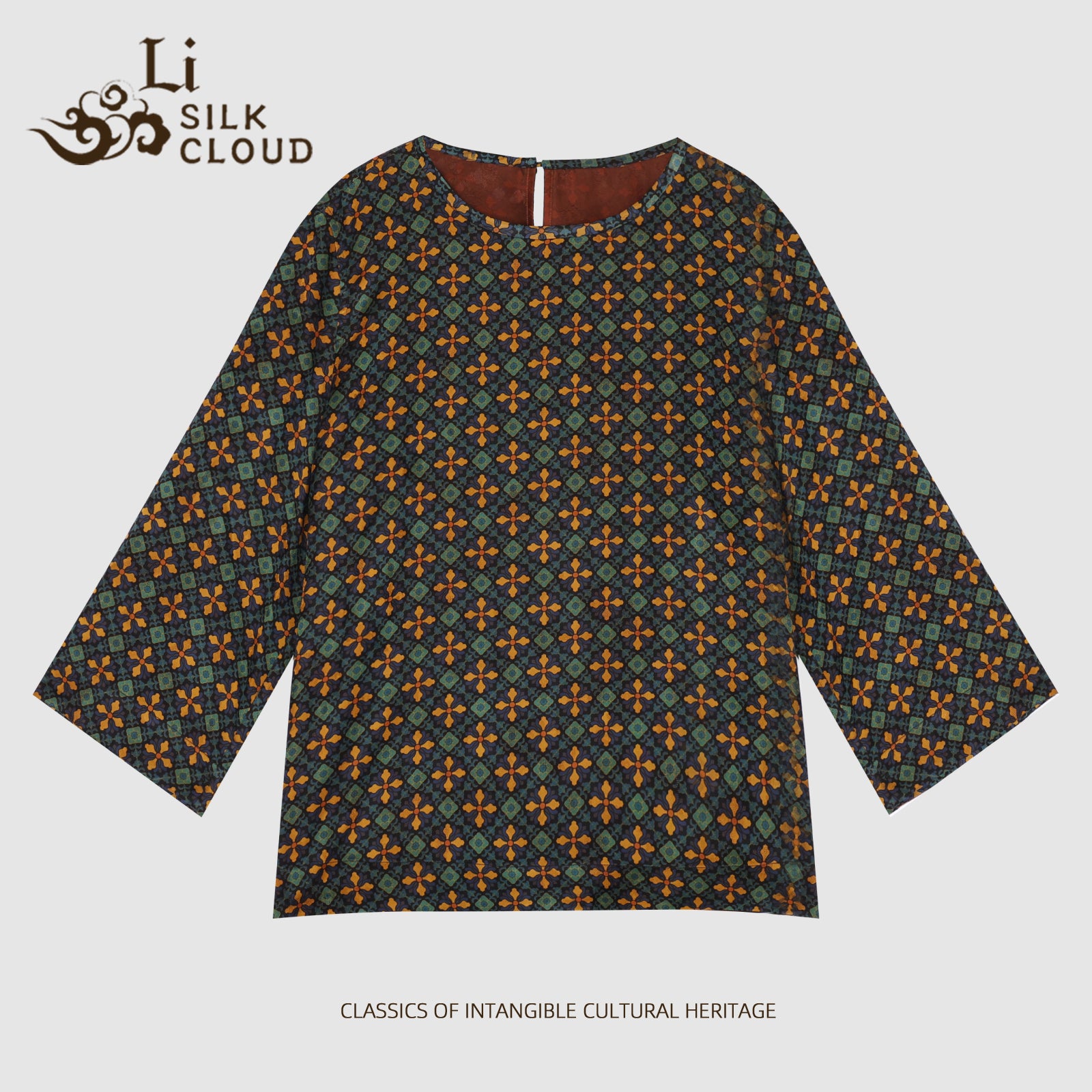 Vintage Xiangyunsha Top | Micro-slit heat dissipation design&Retro dyeing | Guangdong Black Pearl  Gambiered Guangdong Gauze xiangyunsha