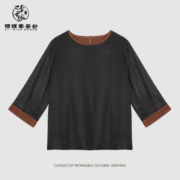 Minimalist Chinese Top Xiangyunsha | 3D Slimming Cut  Guangdong Black Pearl Gambiered Guangdong Gauzexiangyunsha