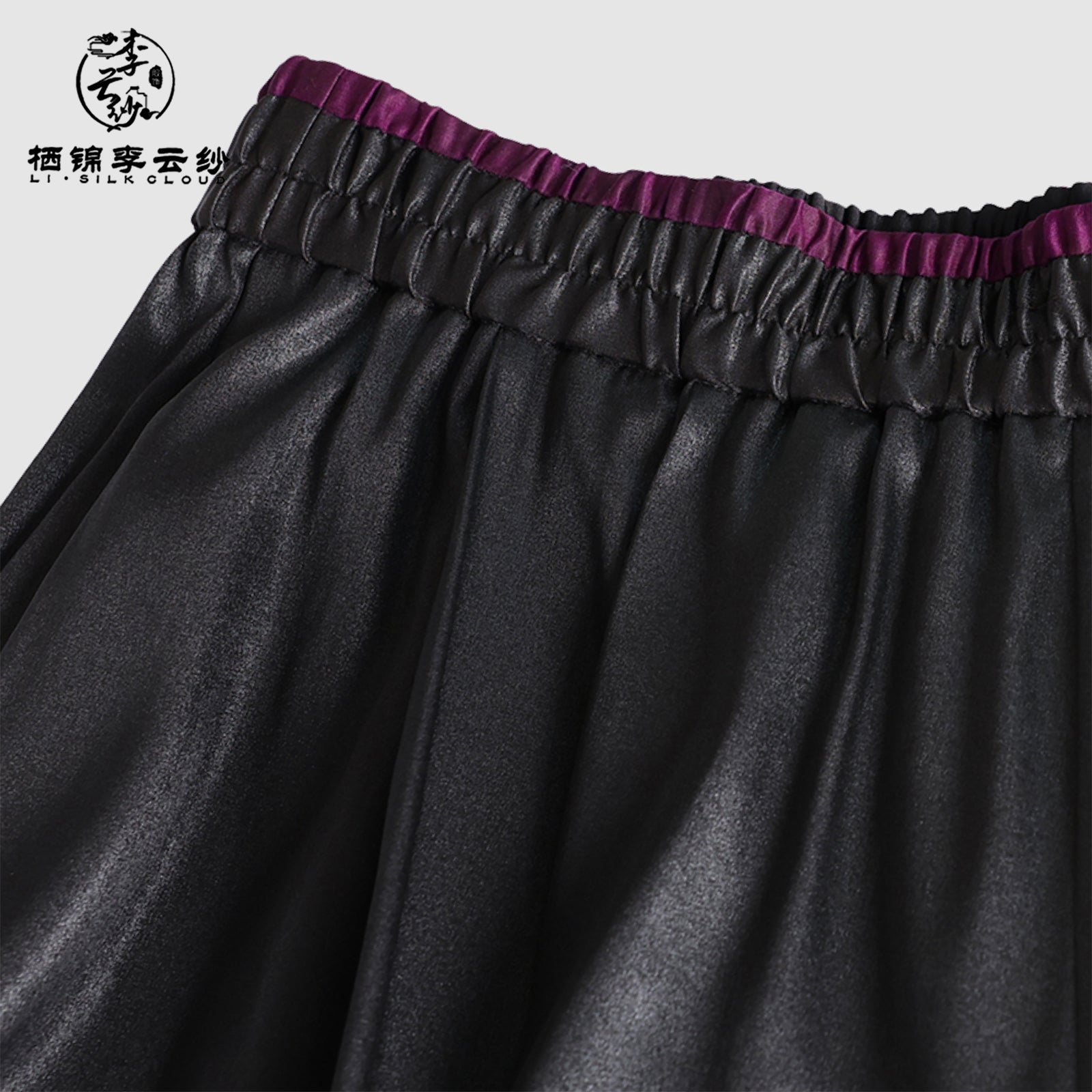 Wide-Leg Trousers - Traditional Chinese Fabric, Flowy Loose Fit Guangdong Black Pearl Gambiered Guangdong Gauze xiangyunsha