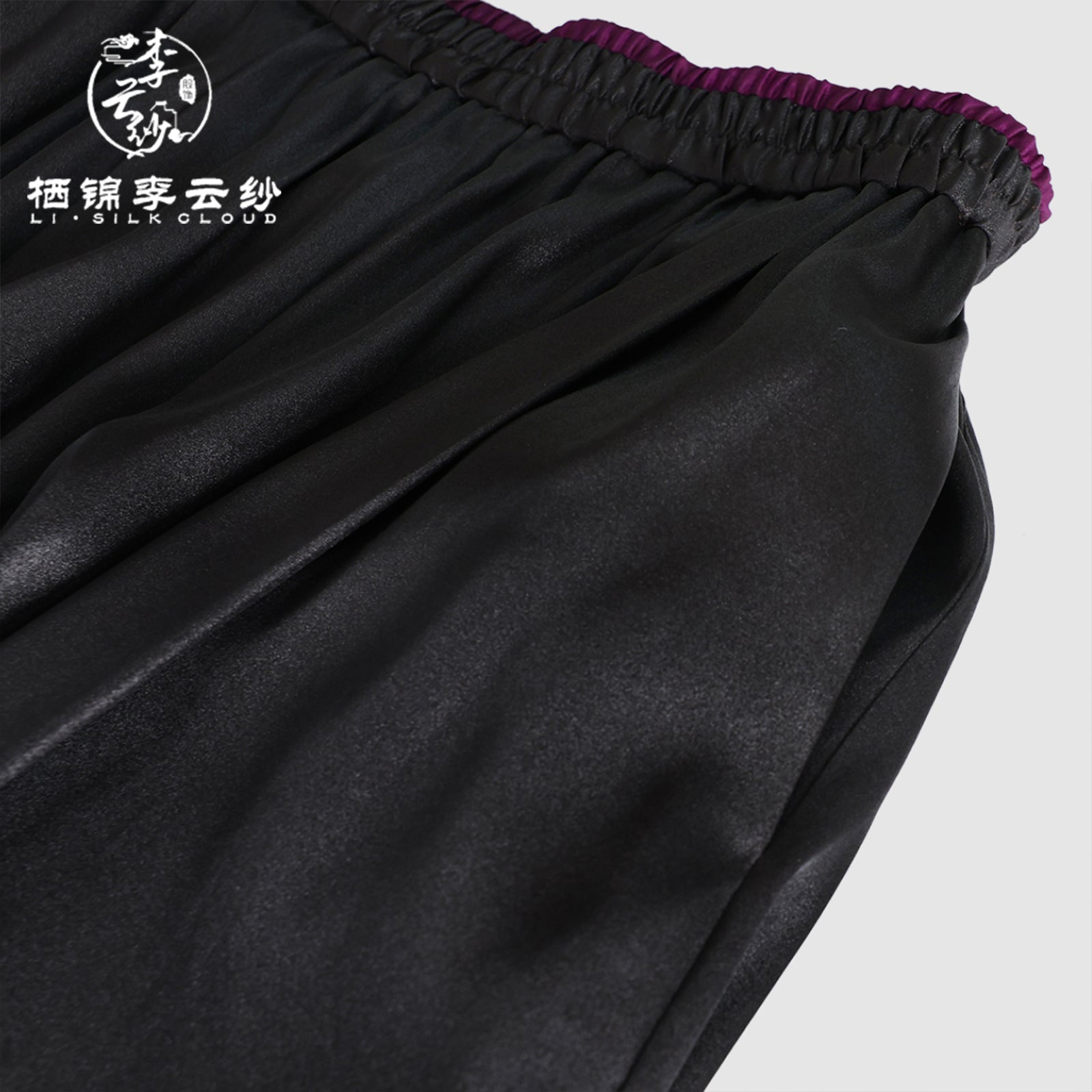 Wide-Leg Trousers - Traditional Chinese Fabric, Flowy Loose Fit Guangdong Black Pearl Gambiered Guangdong Gauze xiangyunsha