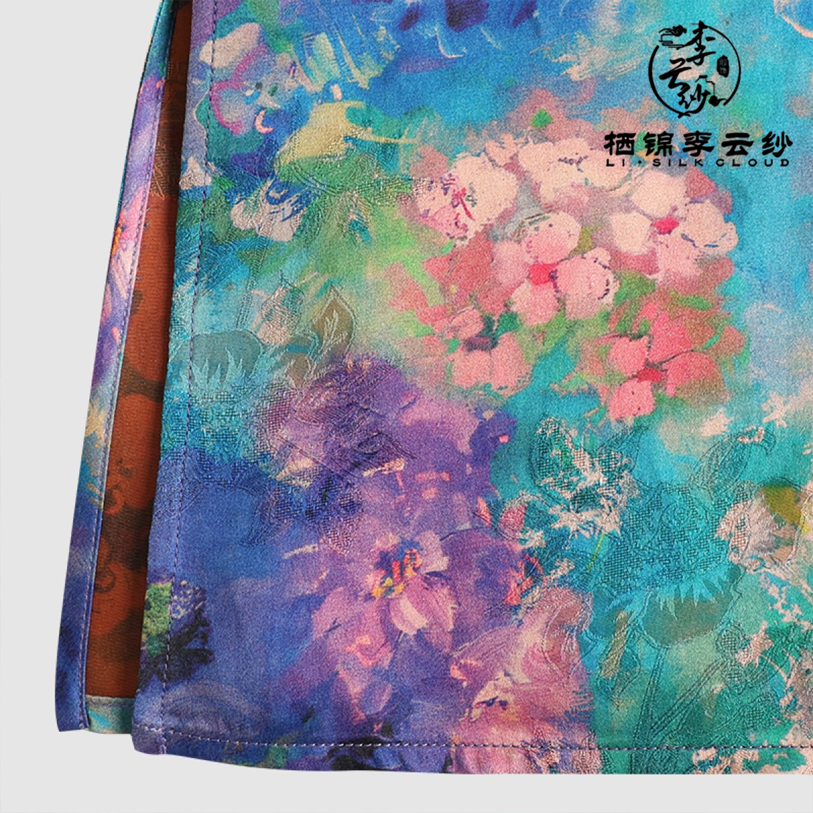 Dress - Monet Color Palette, 100% Mulberry Silk Guangdong Black Pearl Gambiered Gauze xiangyunsha Camisole