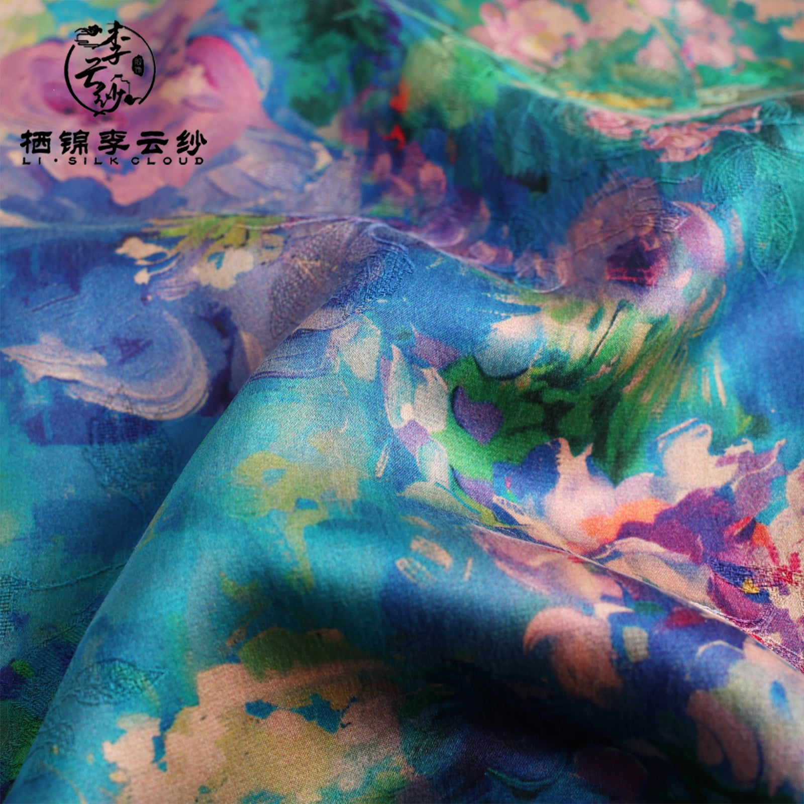 Dress - Monet Color Palette, 100% Mulberry Silk Guangdong Black Pearl Gambiered Gauze xiangyunsha Camisole