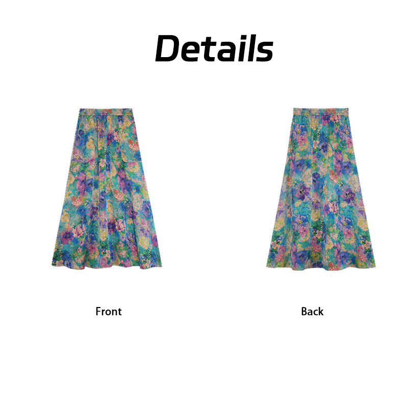 Long Skirt - Monet-Inspired Colors Oriental Style Guangdong Black Pearl Gambiered Guangdong Gauze xiangyunsha