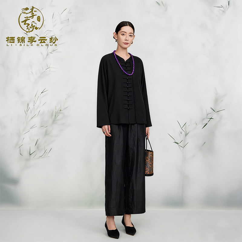 Coat, Soft & Skin-Friendly, Warm Without Bulk, Top Choice for Early Autumn Commute Guangdong Black Pearl Gambiered Guangdong Gauze xiangyunsha