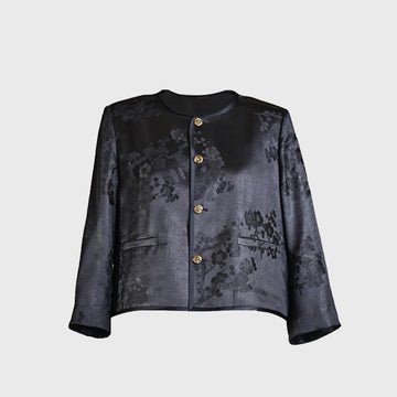 Xiangyunsha Embroidered Jacket | Slight sheen tranquilityblack | Guangdong Black Pearl Gambiered GuangdongGauze xiangyunsha