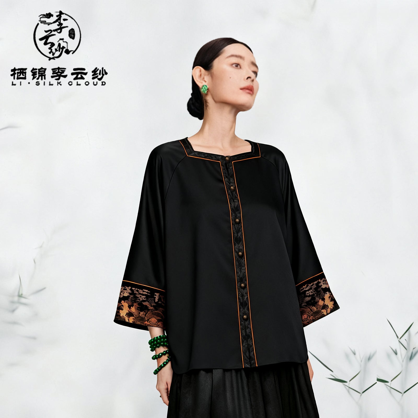 Guangdong Black Pearl Gambiered Guangdong Gauze xiangyunsha  Top, Natural Tuberose Dye, Ancient Sun-Drying Craft, Windproof & Breathable, Fits Day-Night Temperature Swings