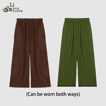 LI SILK CLOUD xiangyunsha Trousers,Breathable Material,Soft Texture,Oriental Pattern Details  Guangdong Gauze