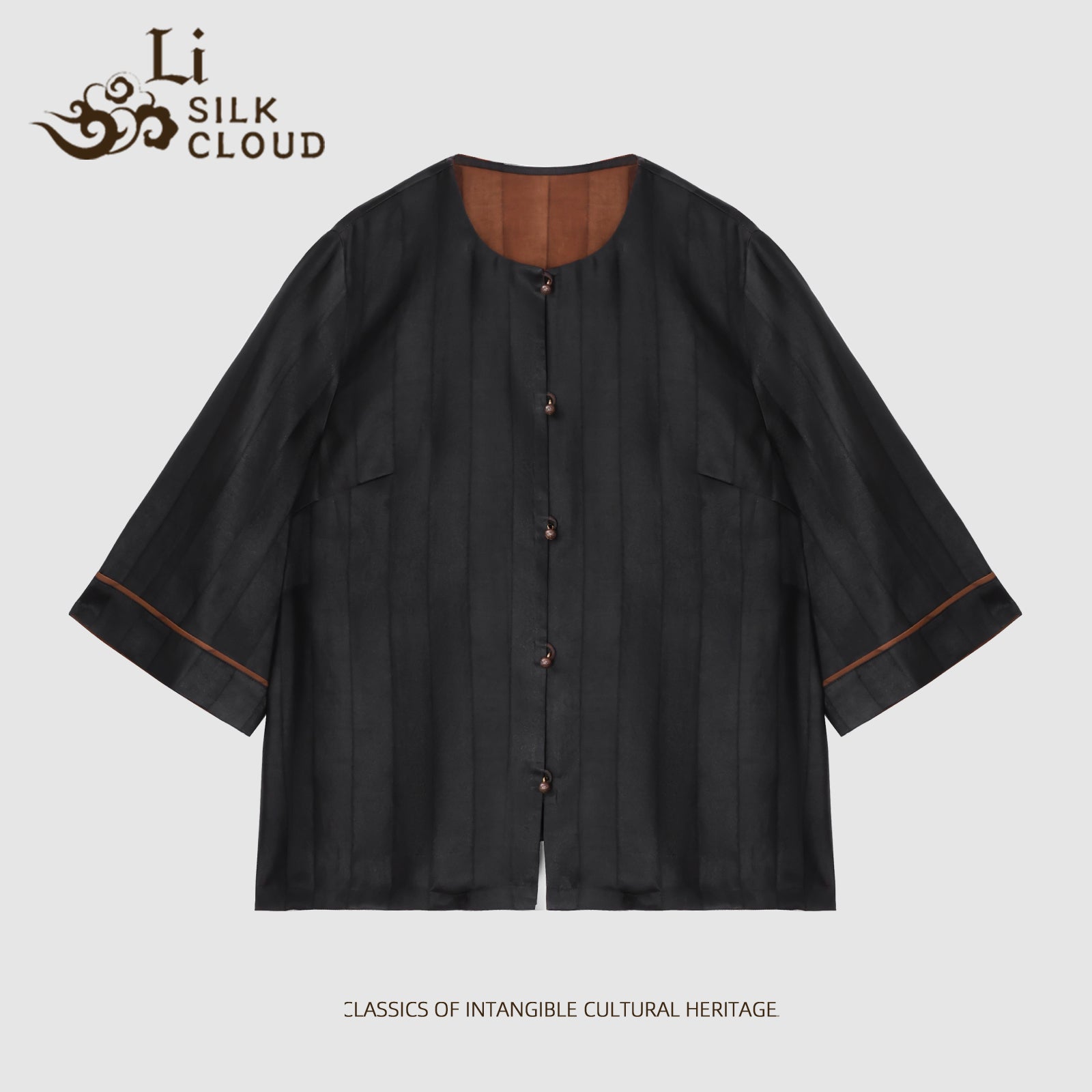 Xiangyunsha mature-style vertical pleated top · Cooling andbreathable   Guangdong Black Pearl Gambiered GuangdongGauze xiangyunsha